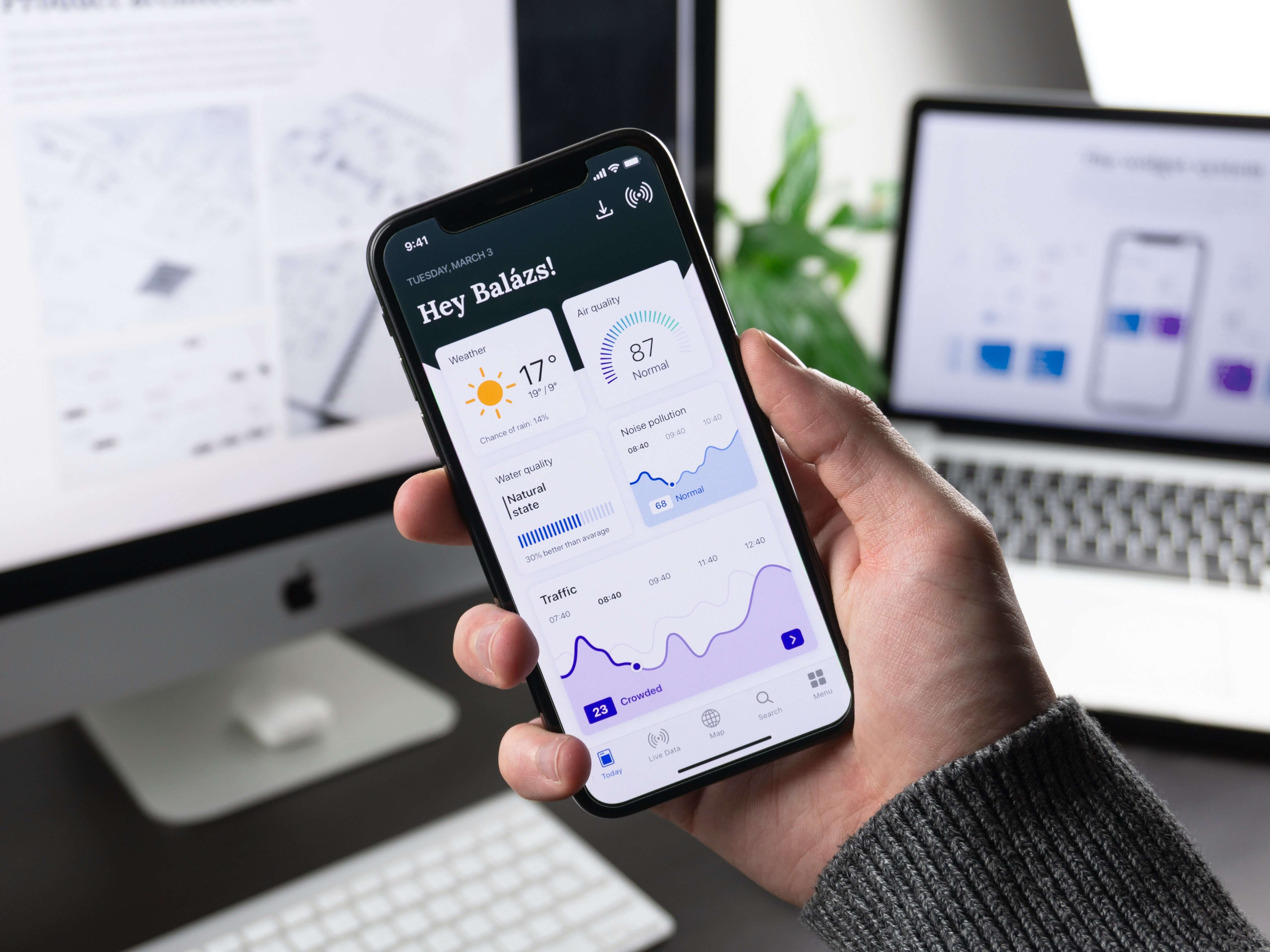 A high-fidelity mobile application design being refined in Figma.